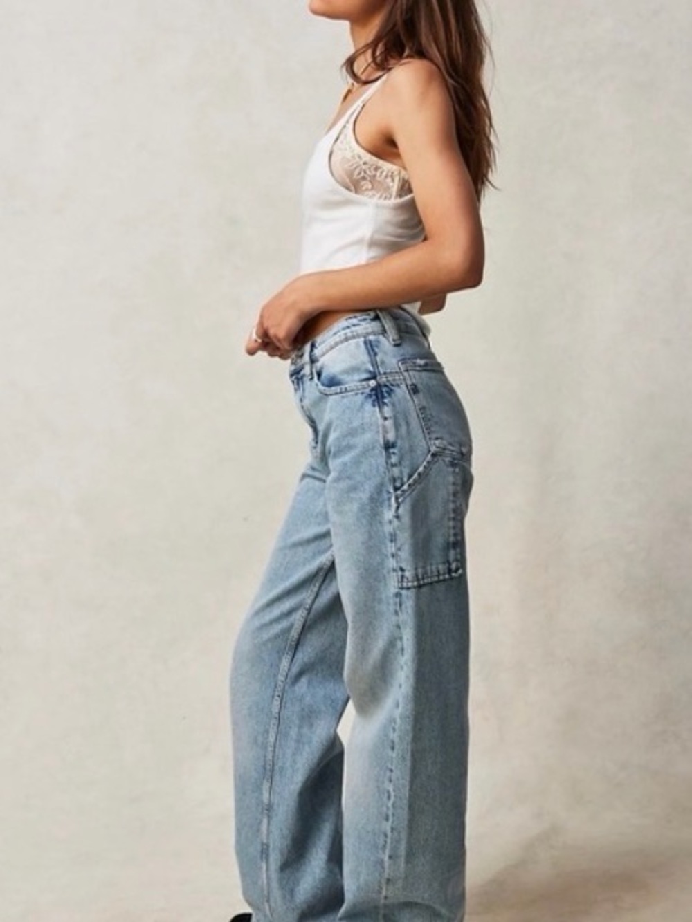 Free People We The Free Tinsley Baggy High Rise Jeans Free Bird Blue 26